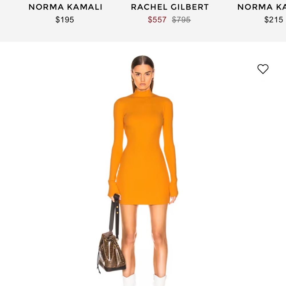 Cotton Citizen Orange Sheath Dress Long Sleeve Mock Neck